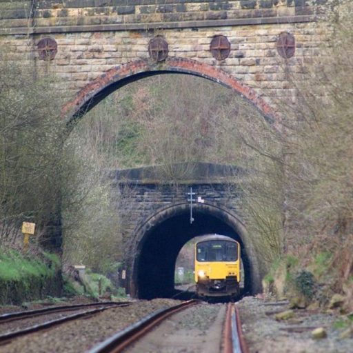 Class 150 DMU emerging from Wilpshire Tunnel